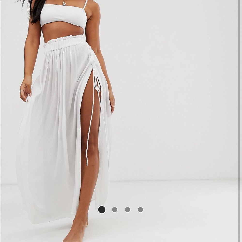 ASOS Maxi Skirt Side Tie Cover up White Linen